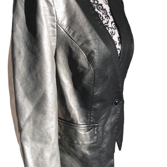 BLACK RIVET Faux-Leather Blazer Jacket - Picture 6 of 15